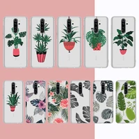 green potted plant leaf phone case for samsung a51 a52 a71 a12 for redmi 7 9 9a for huawei honor8x 10i clear case