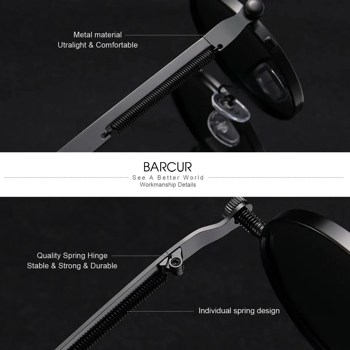 Мужские и женские круглые солнцезащитные очки BARCUR поляризационные ретро-очки в