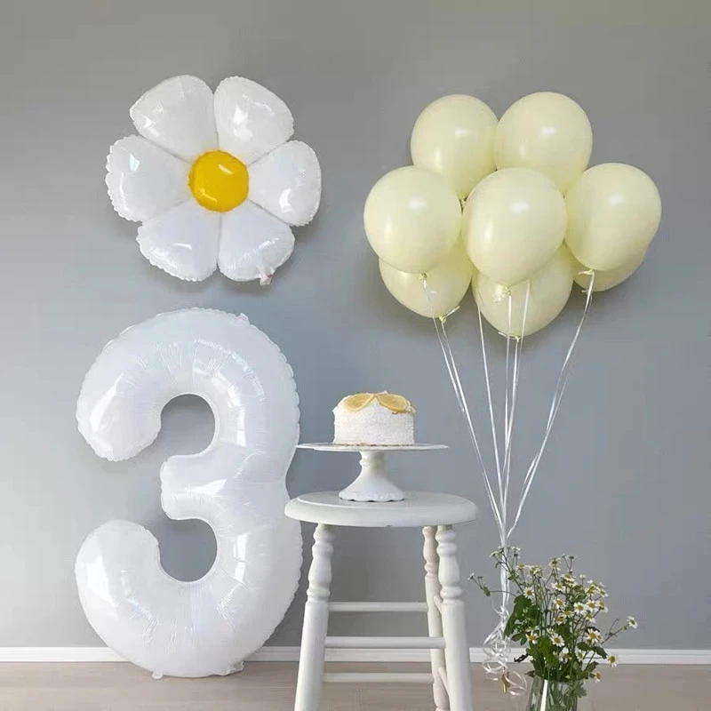 

Воздушные шары в виде маргариток, 32 дюйма, 0-9, с белыми цифрами, для детского праздника, дня рождения, украшения для свадебной вечеринки