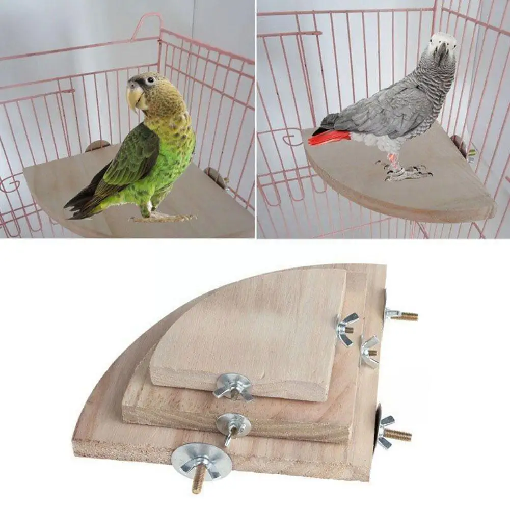 

1pc New Pet Bird Parrot Wood Platform Stand Rack Toy Hamster Branch Perches For Bird Cage Toys 3 Sizes Pet Supplies V1e1