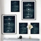 Винтажный самолет первый план полета дизайн стены Искусство Холст Живопись скандинавские плакаты и оформление гостиной