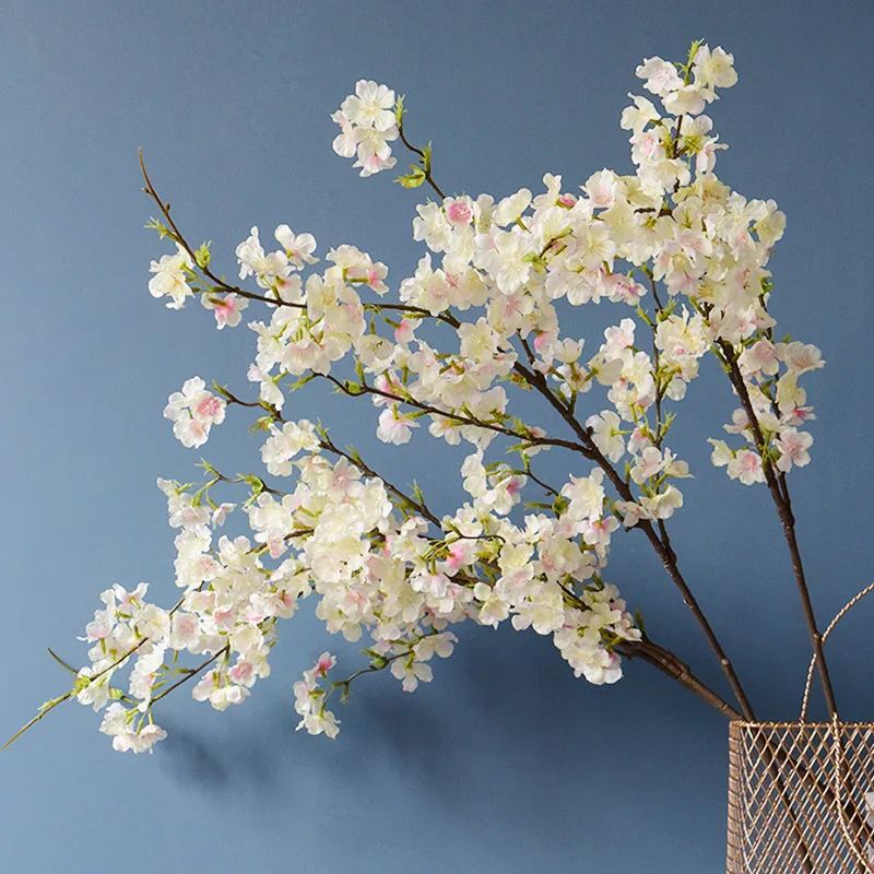 

Artificial Cherry Blossom 109cm Long Branch Silk Flowers Fake Sakura Plum Bouquet for Wedding Party Home Room Table Decoration