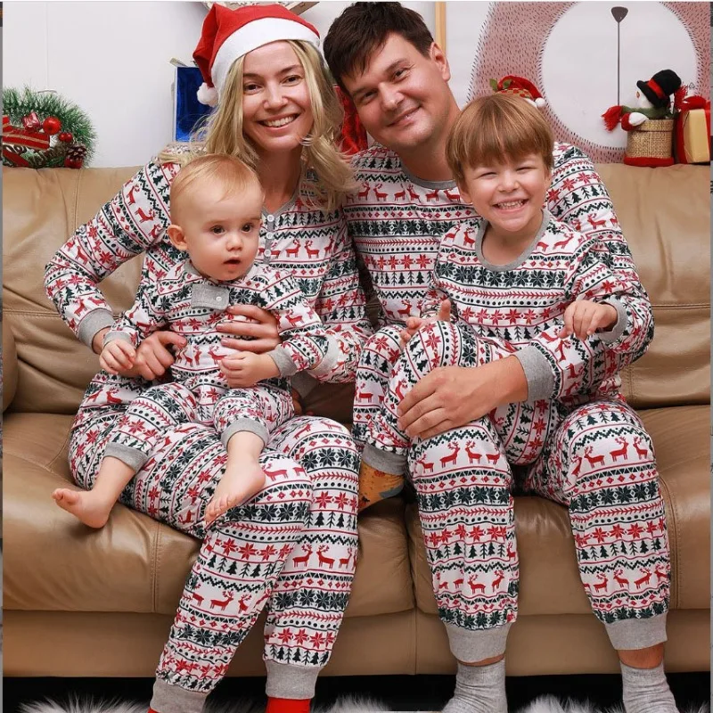 

Autumn Family Clothes Christmas Elk Pajamas Whole Family Look Matches Mom and Daughter Matching Clothing Set Baby Bodysuit