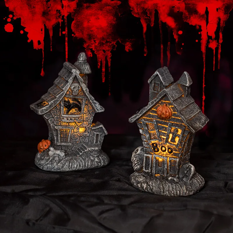 

Halloween Props Pumpkin Skeleton Glowing Small House Simulation Castle Haunted House Secret Room Escape Layout Props