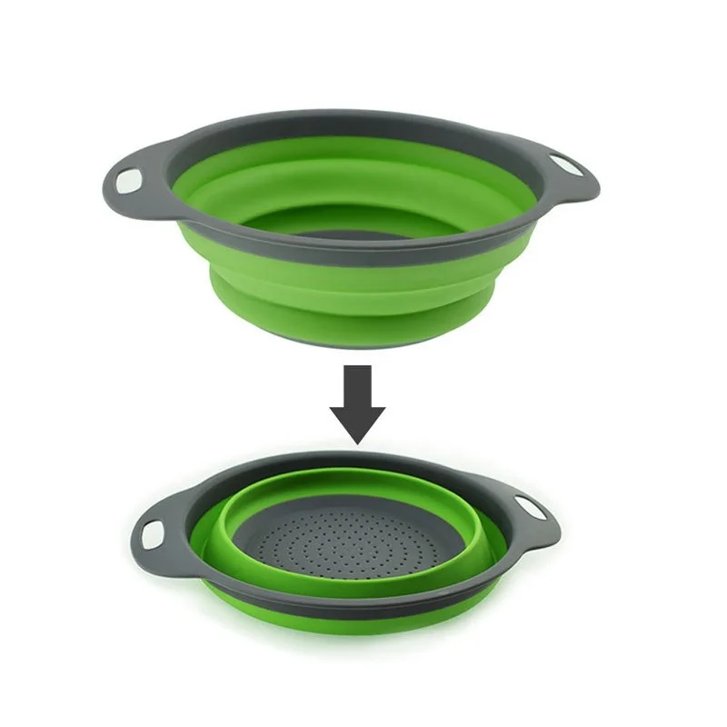 

1PC Folding Colander Outdoor Camping Silicone Folding Filter Strainer Draining Bowl Portable