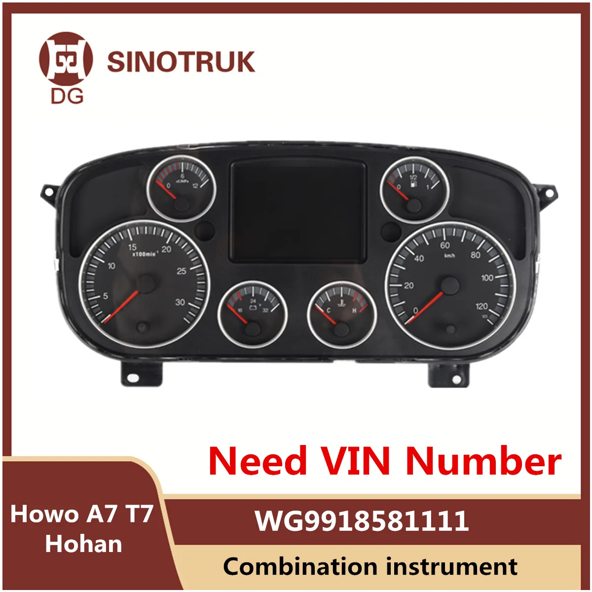 Фото Комбинированный прибор wg9918581111, подходит для Sinotruk Howo A7 T7 Hohan, измеритель температуры воды, одометр, измеритель скорости №1