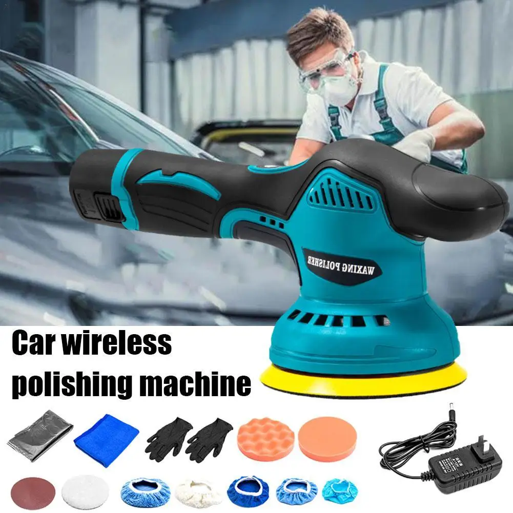 

1set Automatic Wax Polishing Machine Cordless Eccentric Car Polisher 8 Gears Of Speeds Polishing Rust Removal Machine 5inch