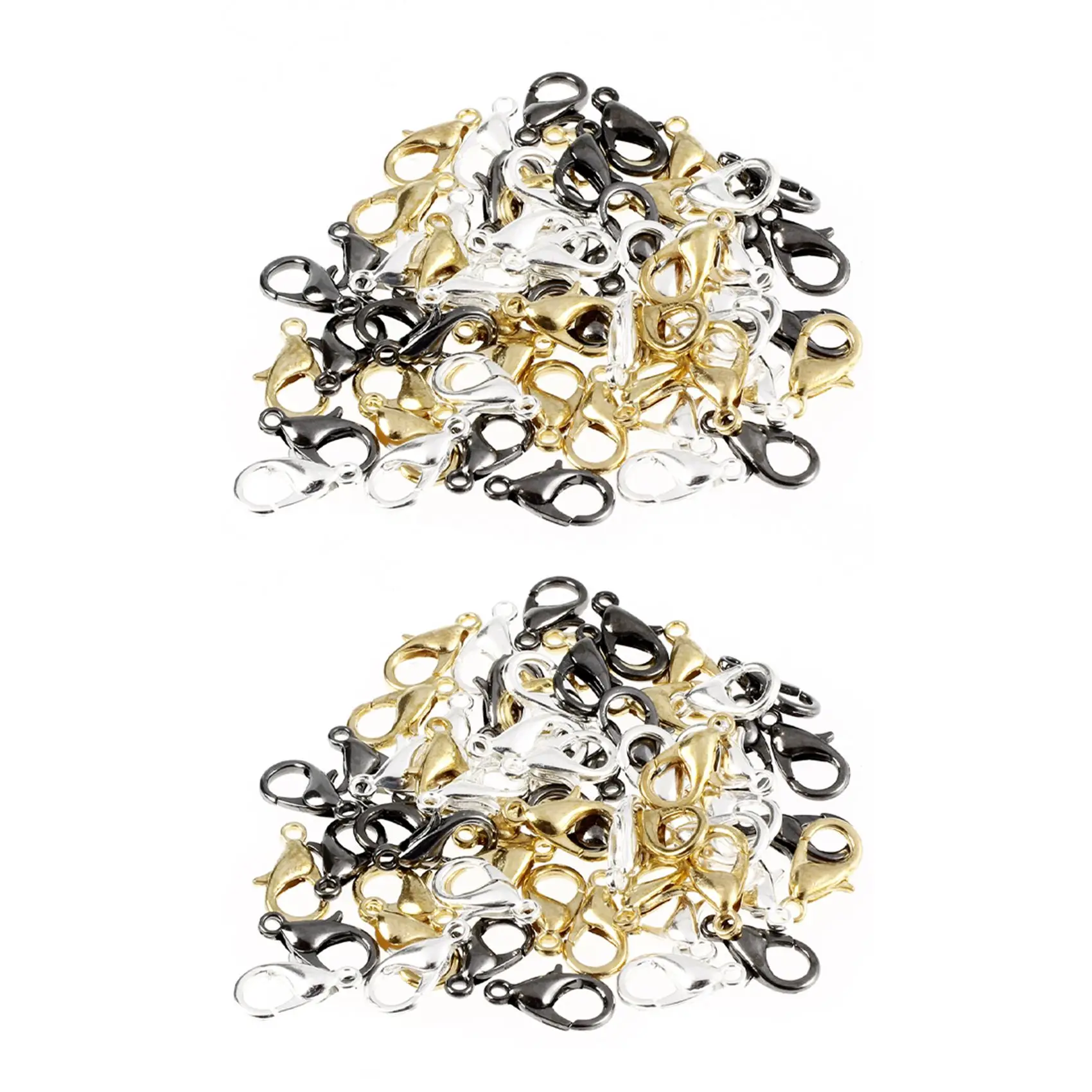 

120-Piece Mix Lobster Claw Clasps for Jewelry Making 12mm Silver Gold Black