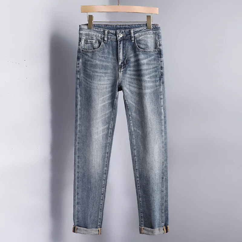 Новинка весна-лето 2024 мужские джинсы простота высококлассные Стрейчевые прямые