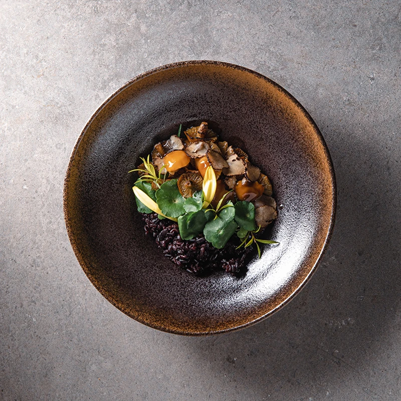 

1PC European Style Retro 8Inch Ceramic Deep Soup Noodle Salad Breakfast Bowl High Quality Home Kitchen Tableware For Dinner