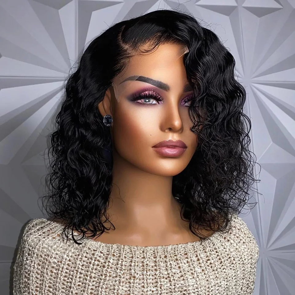 

Brazilian 13X4 Deep Wave Wigs for Women Human Hair Wig Bob Wig Lace Front Remy Hair Wigs 180% Density Perruque Cheveux Humain