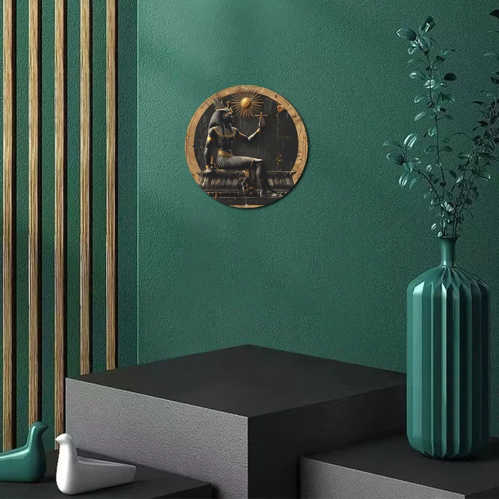 Круглый алюминиевый плоский знак египетская фигурка Фараона на тему идеально