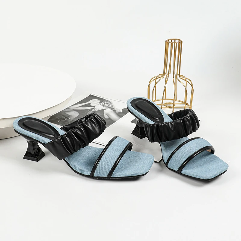 Женские босоножки Kcenid летние лаконичные слипоны из денима новинка модные