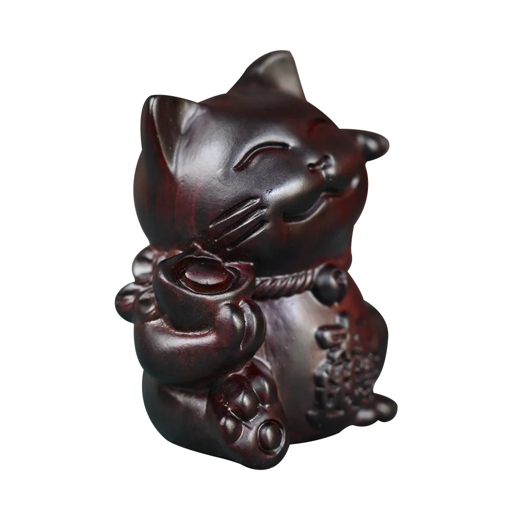 

Creative Blackwood Cat Shape Desktop Office Housewarming Cat Decoration