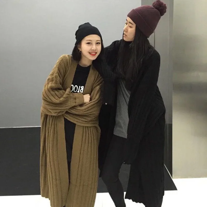 Плюс размер Ретро Японская свободная длинная верхняя одежда больших размеров