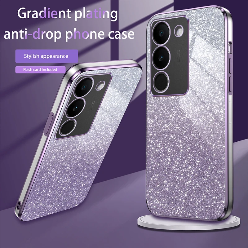 Чехол для VIVO V29 V27 Pro V27E V25E 2023 Блестящий порошковый Гальванизированный Мягкий