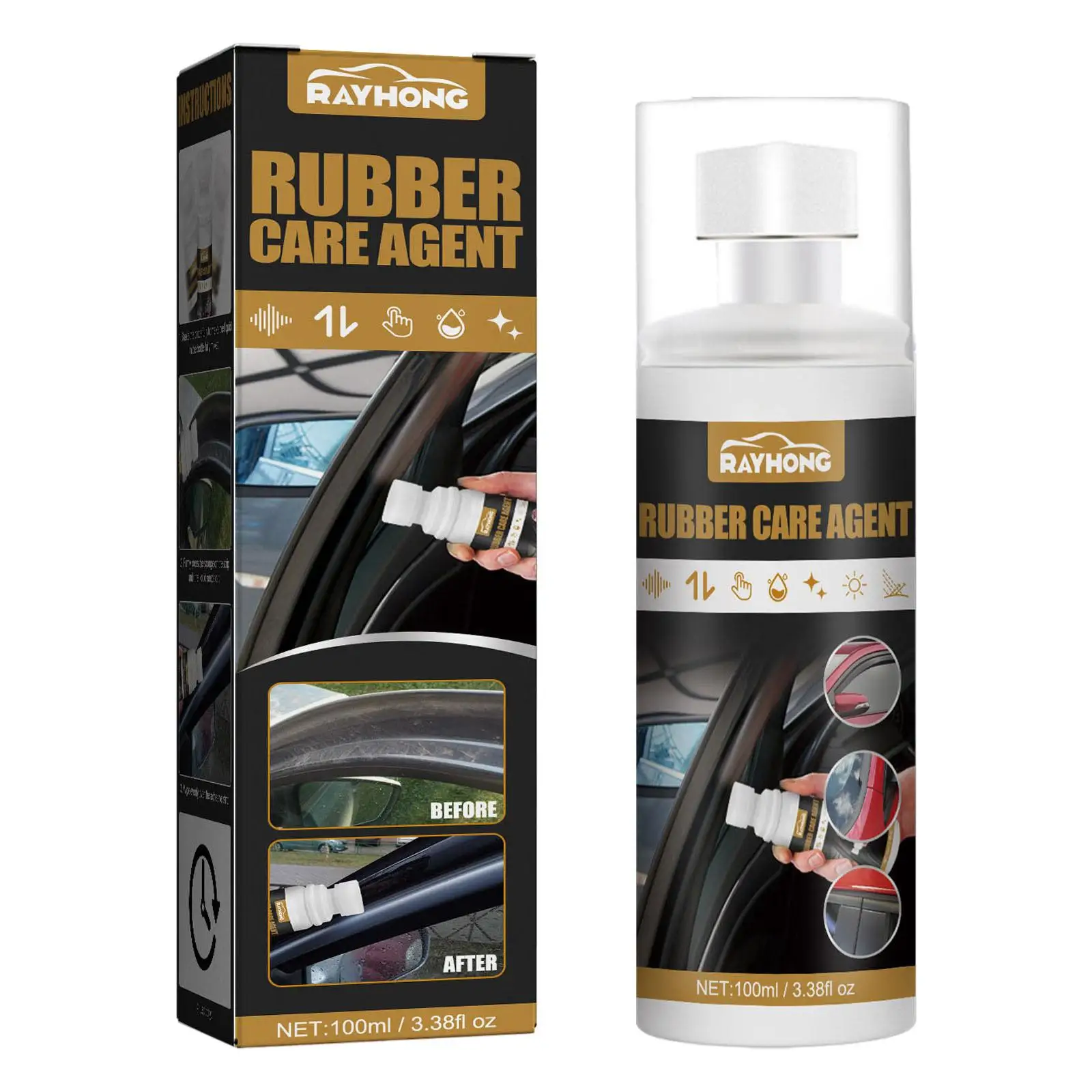 

Car Rubber Seal Protectant Restorer Rubber Stick for Automotive Interior Exterior Windows Hoods Doors Retreading