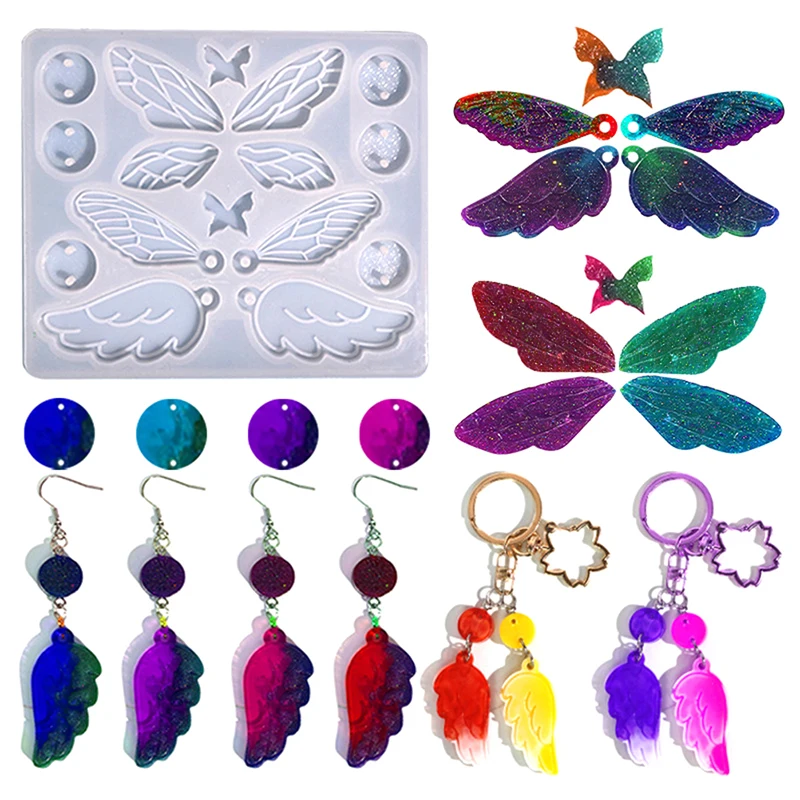 

DIY Pendants Earrings Epoxy Silicone Mold Butterfly Feather Keychain Decoration Jewelry Molds For Resin Making