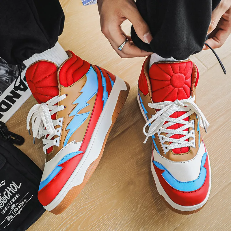 2022 Autumn Winter Fashion Red Colors Platform Designer Sneakers Men Outdoor High Top Skate Shoes Men Sports Shoes Basket Homme