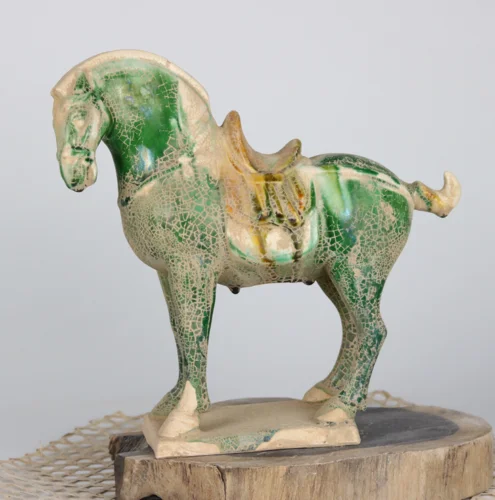 

Китайская старинная коллекция, Династия Тан, трехцветная стандартная Военная лошадь Тан