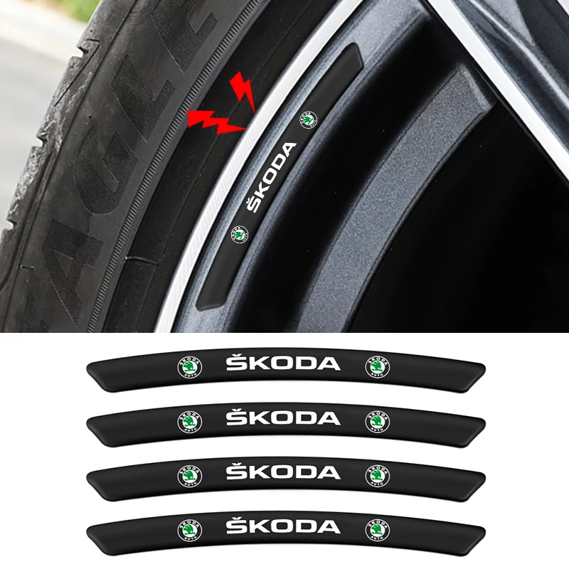 

4pcs Car Wheel Hub Rim Sticker 3D Aluminum Racing Tire Stickers Decor Decals For Skoda Octavia A5 A7 Superb Fabia 2 3 Rapid Yeti