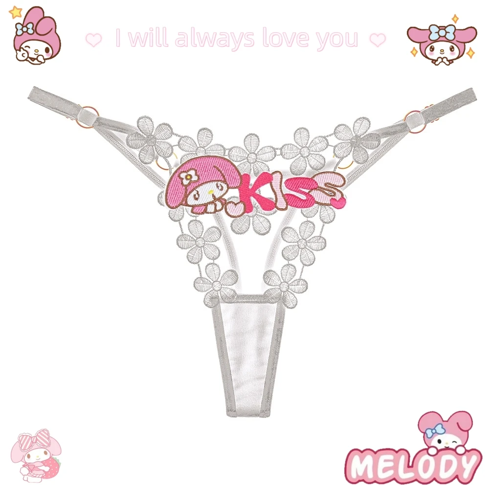 

Hello Kitty My Melody Kawaii Sweet Embroidered Lace Panties Anime Kuromi Sexy Women Thin Strap Thong Cute Y2K Breathable Briefs