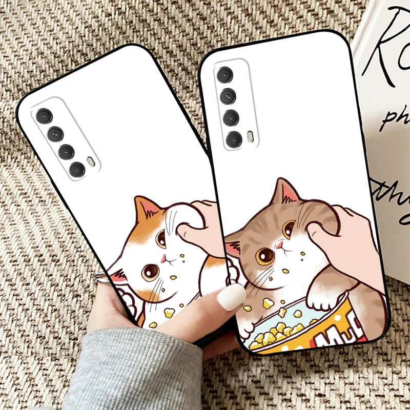 

Cartoon Cute Cat Phone Case For Huawei P40 P30 P20 P10 Lite Honor 9 10 20 Pro 7X 8X 9X Prime P Smart Z 2021 Carcasa Soft Funda