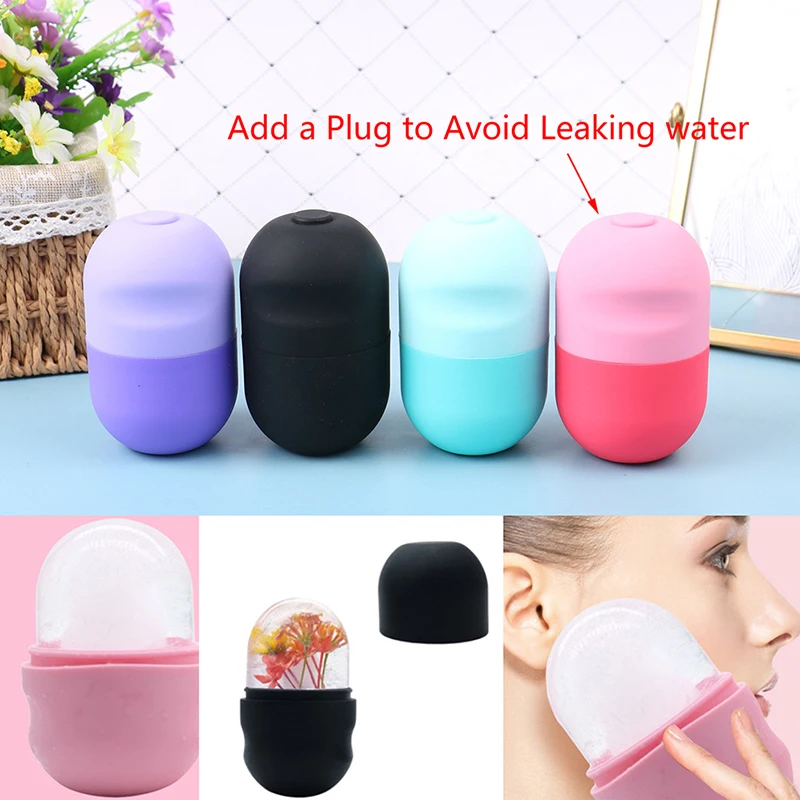 

4 Color Silicone Ice Ball Face Massager Shrink Pores Roller Cold Therapy Reusable Freezable Ice Massage Cup For Face Body