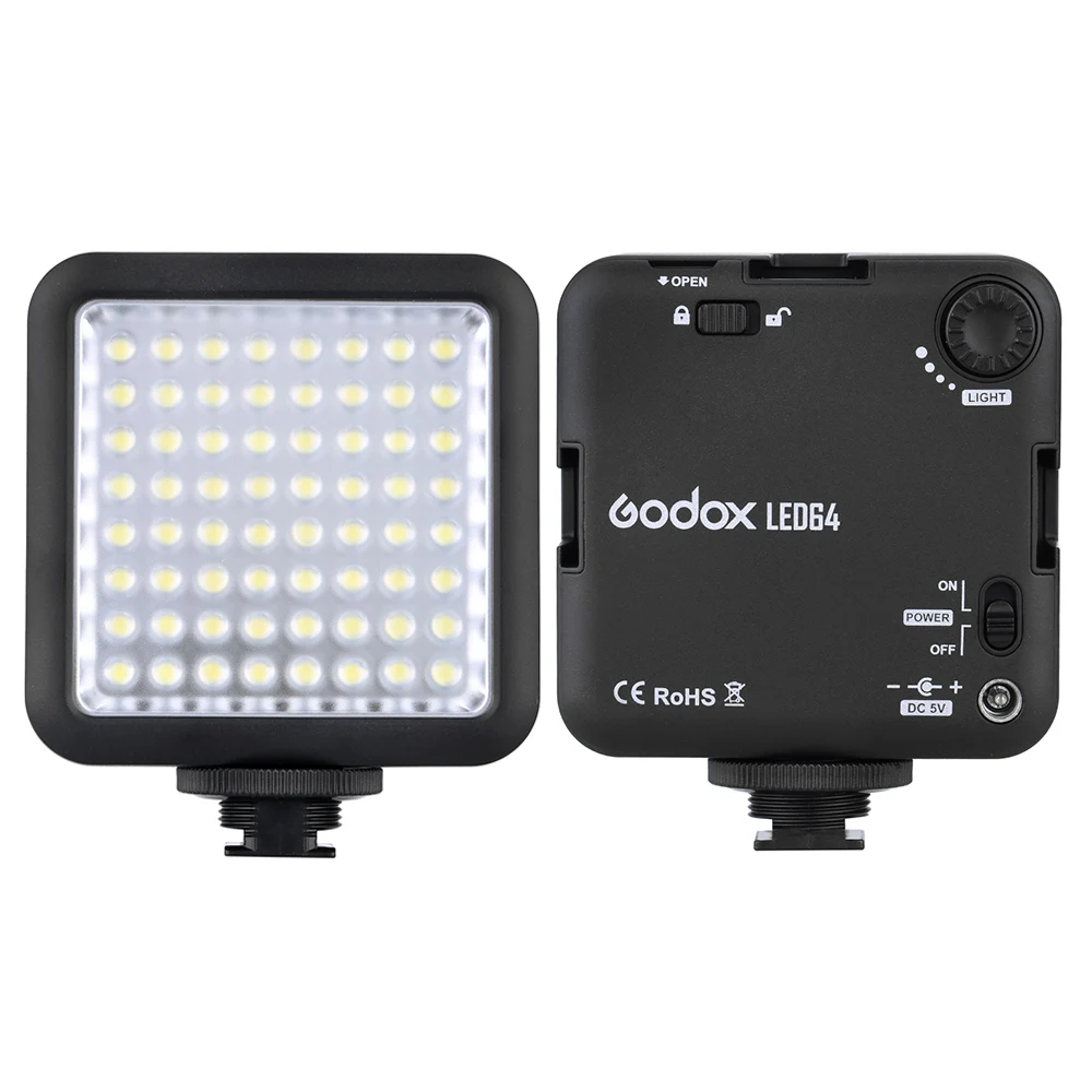 

Godox 64 LED видео свет для DSLR камеры видеокамеры мини DVR заполняющее освещение для фотографии для макросъемки Nikon Canon Sony