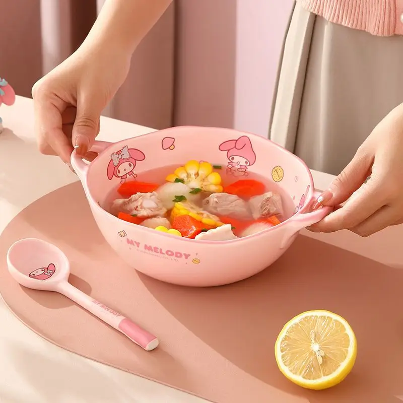 Sanrio My Melody миска для супа с двойными ушками дома высококачественная мультяшная