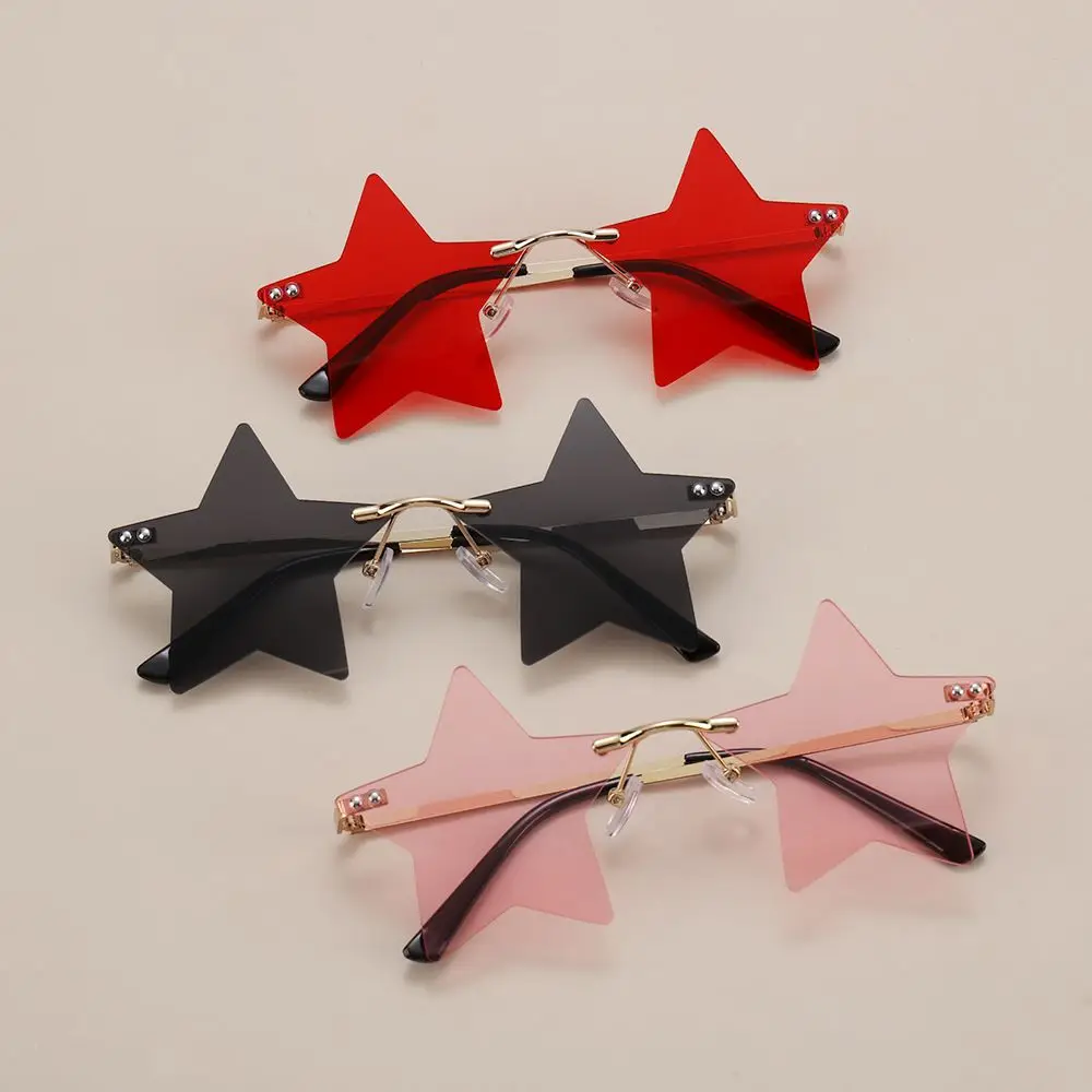 

Rimless Sun glasses Women 2022 Trendy Five Star Sun Glasses Men Personality Pentagram Glasses Clear Lens Eyewears Driver Goggles