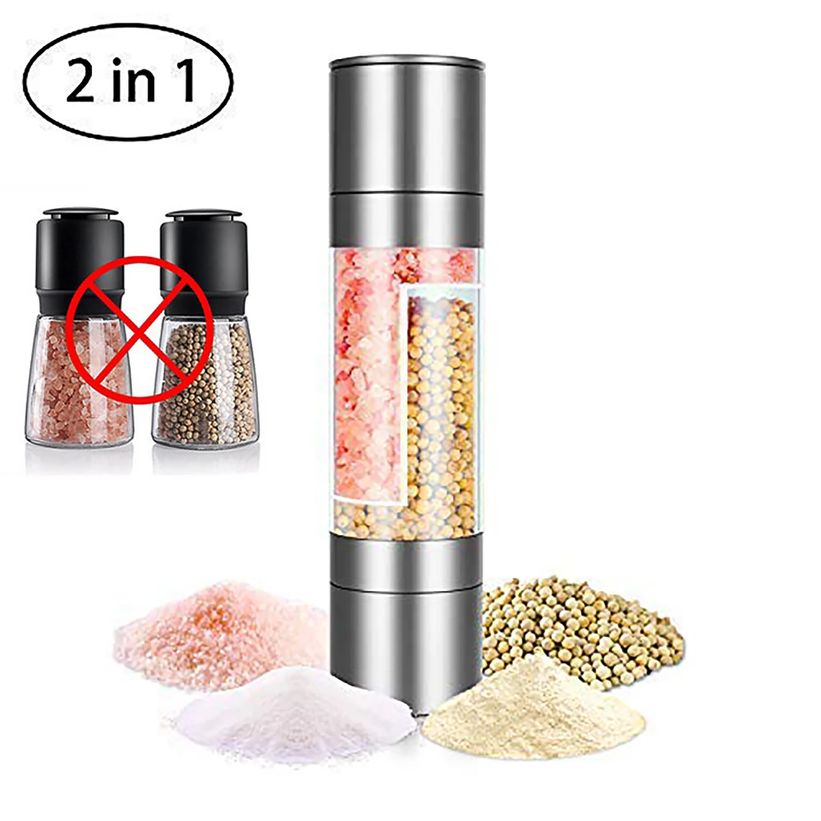 

Pepper Mill Grinder 2 In 1 Stainless Steel Manual Salt Pepper Grinders Seasoning Kitchen Tools Grinding For Cooking гриндер 그라인더