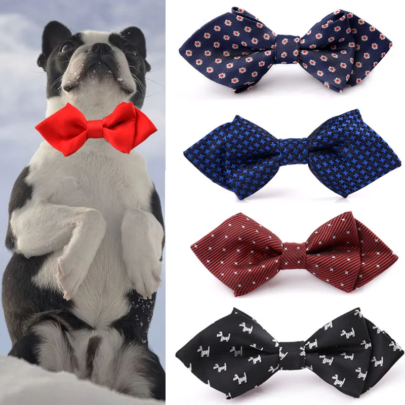 

British Fashion Dogs Bow Tie Collars for French Bulldog Small Medium Kitten Neck Accessories Decorate Solid Color Pet Products