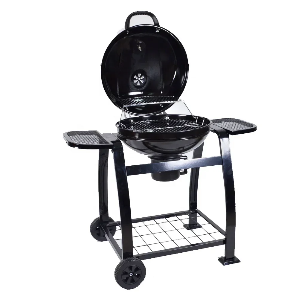 Фото #For Outdoor Two Side Table Black Trolley Kettle Bbq Grill Portable Charcoal Barbecue Grill №2