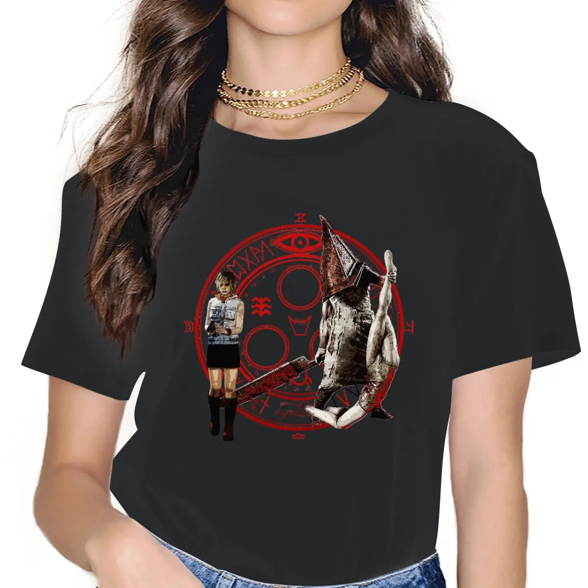

Pyramid Head Art Female Shirts Silent Hill Game Large Vintage Women Clothes Harajuku Casual Feminine Blusas