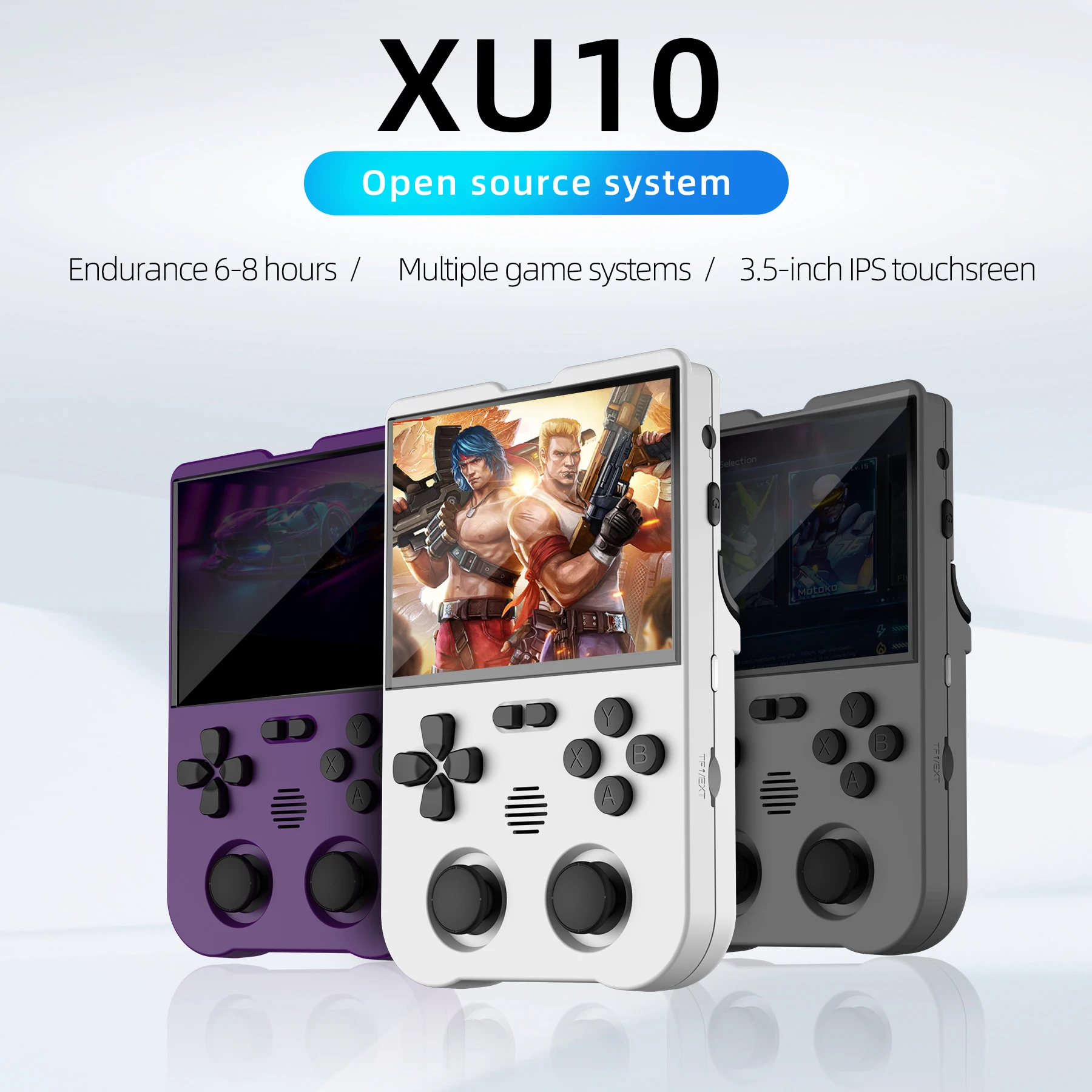 

Портативная игровая консоль XU10 в стиле ретро, 3,5 дюйма, IPS экран, аккумулятор 3000 мАч, операционная система Linux, портативная игровая консоль для NDS N64 GBA