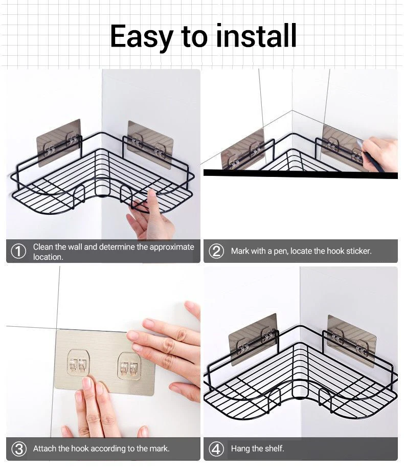 Угловой стеллаж для хранения в ванной комнате подвесная треугольная стойка
