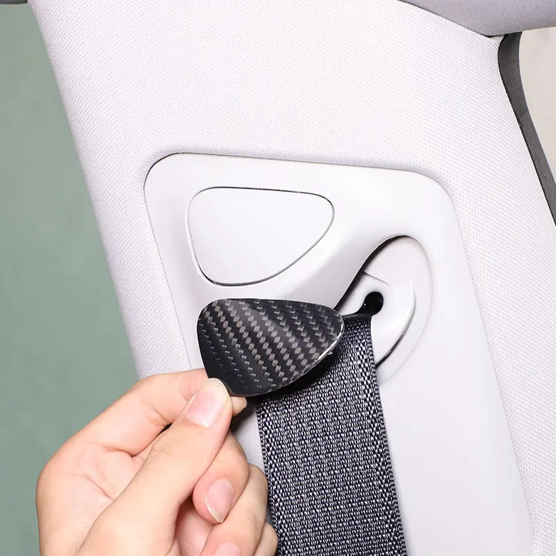 

Для Tesla Model 3, для Tesla Model Y 2017-2022, ремни безопасности на крышу автомобиля из настоящего углеродного волокна, кнопки, крышка, наклейка, автомобил...