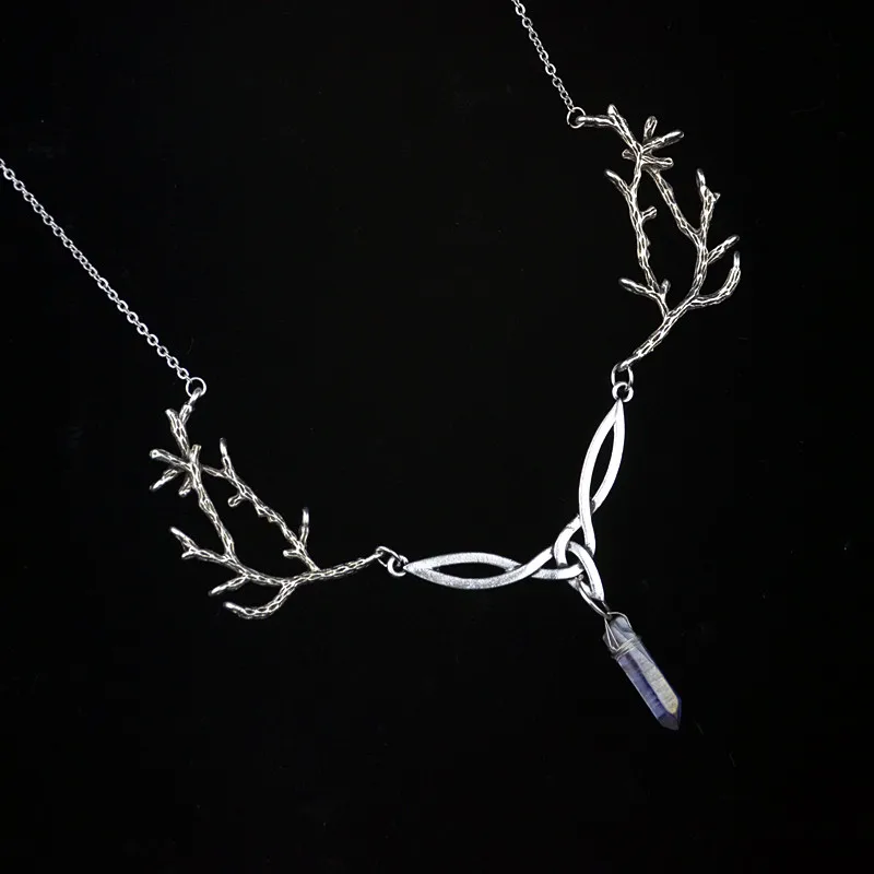 

New Fashion Witch Necklace Irish Knot Dream Forest Branch Natural Quartz Pendant Amulet Religious Jewelry