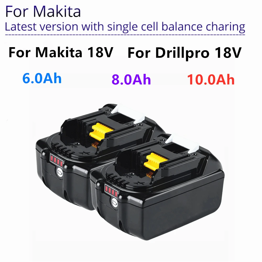 

18 в инструменты 6A/8A/10Ah перезаряжаемые литий-ионные батареи для Makita аккумулятор электроинструменты 6.0Ah 18 V Замена BL1860 BL1850 6A 8A 10A
