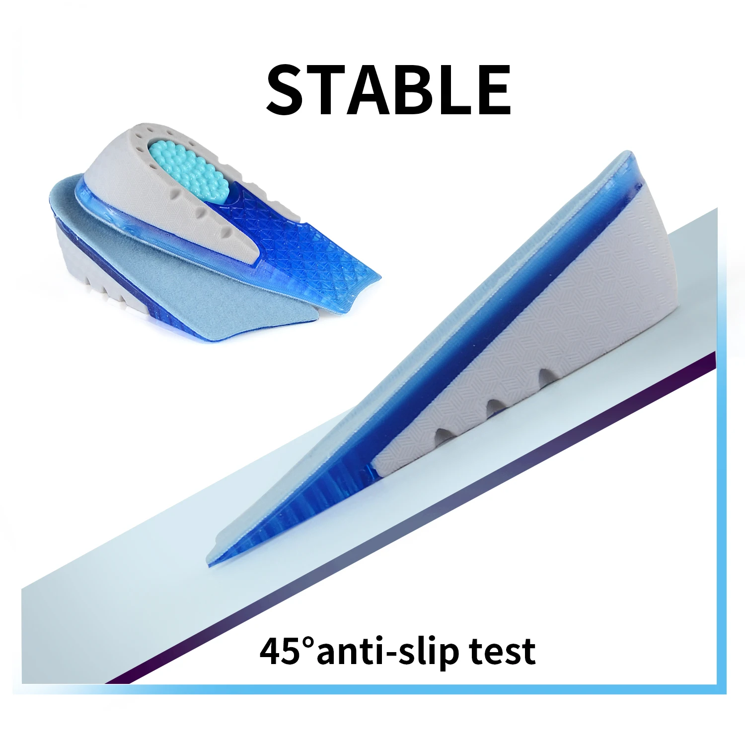 PCSsole Silicone Gel Insoles Non-slip Sole 1-3cm Height Increase Templates Inserts For Blue Insoles For Shoes Men And Women 110
