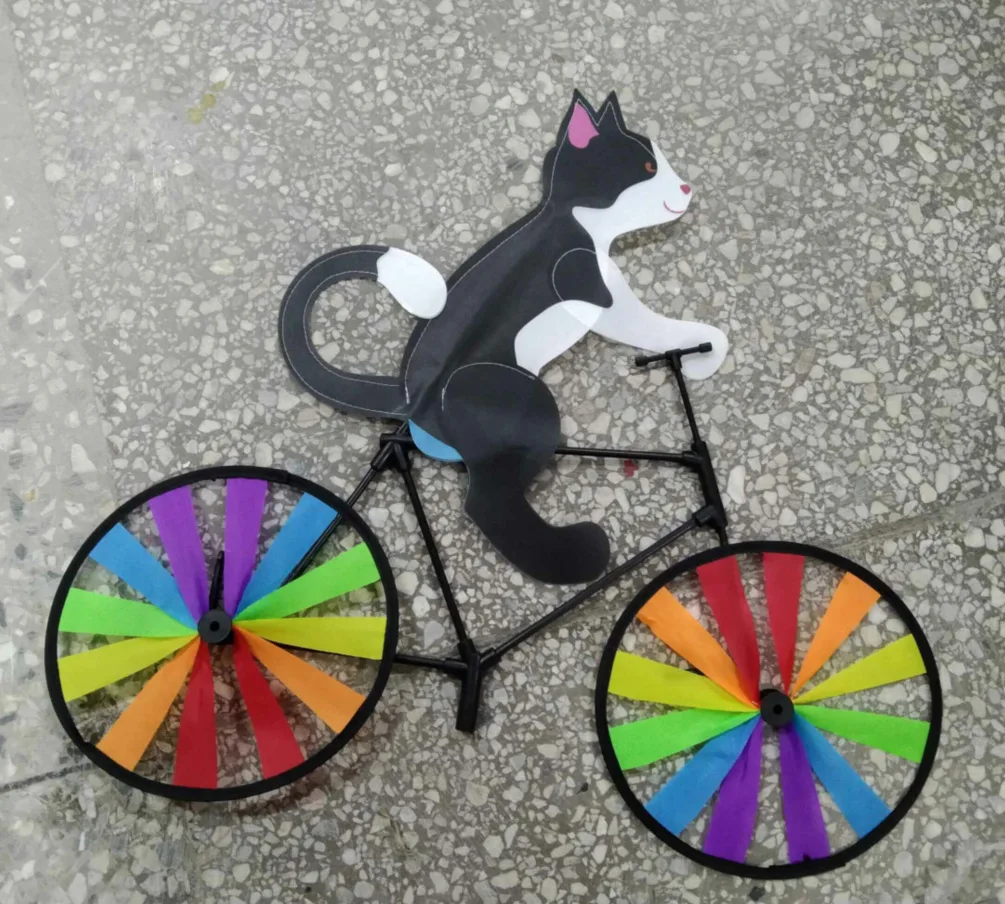 

Cute Cat Dog On Bike DIY Windmill Animal Bicycle Wind Spinner Whirligig Garden Lawn Decorative Gadgets Kids Outdoor Toys