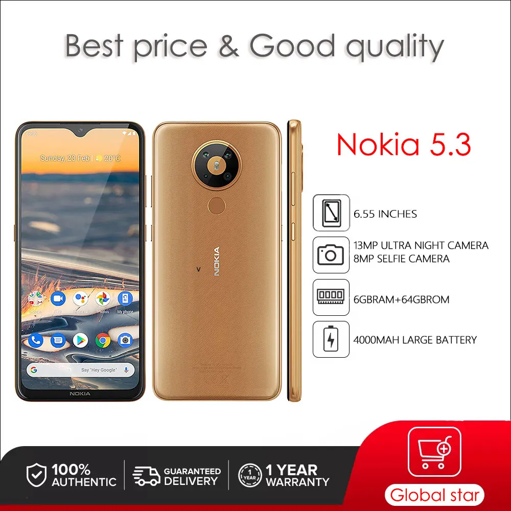 

Nokia 5.3 Dual SIM Original Mobile Phone 6.55" 4000mAh Cellphone Free Shipping