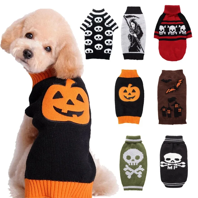 

Halloween Pet Sweaters Dog Sweater Skull Costume for Dogs Clothing Sweater Dogs Coat 2022 Autumn Winter Pet Clothes Knitte Coats