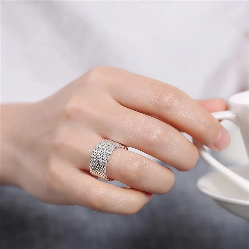 

925 Sterling Silver Interwoven Web Ring for Woman Men Simple Fashion Charm Wedding Engagement Party Jewelry Wholesale