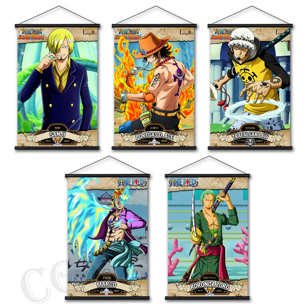 

Canvas Prints One Piece Hanging Scroll Poster Wall Art Luffy Canvas Japanese Anime Decoration Bedroom Paintings for Living Room