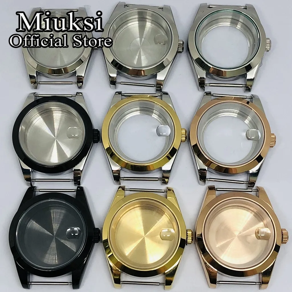 Miuksi 36mm/40mm silver gold black watch case sapphire fit NH35 NH36 NH34 ETA2824 2836 Miyota8215 PT5000 DG2813 3804 movement