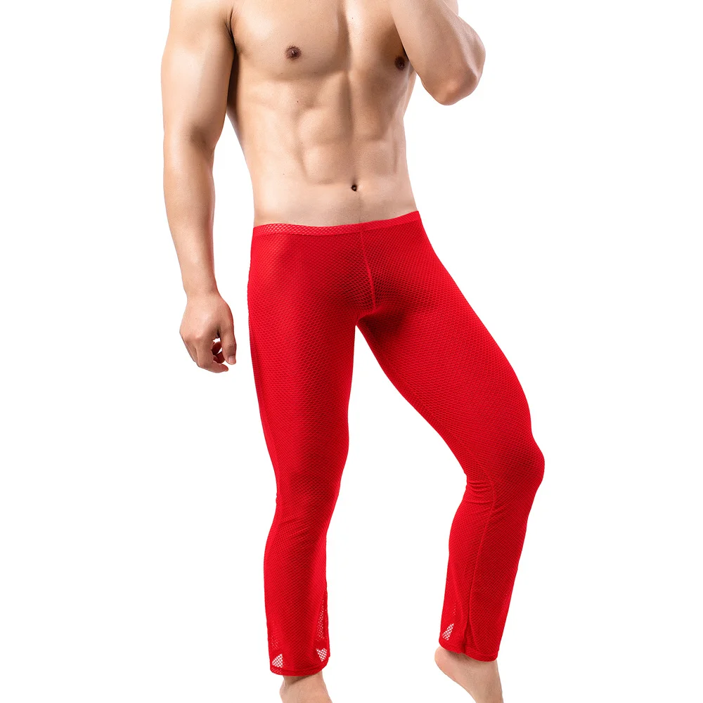 

Mens Pajamas Ropa Interior Hombre See Through Pyjama Homme Mesh Sexy Underwear Sleepwear Home Pants Elasticity Pajama Long Pants