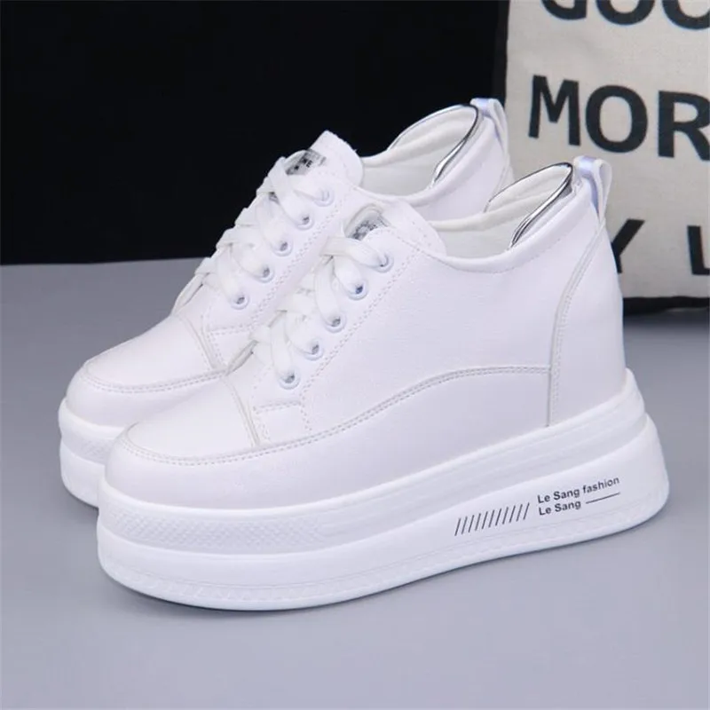 YeddaMavis Black Women's High Heels Shoes 10CM Thick Base Women Sneakers New Autumn Winter Fashion Casual Shoes White Size 34-40