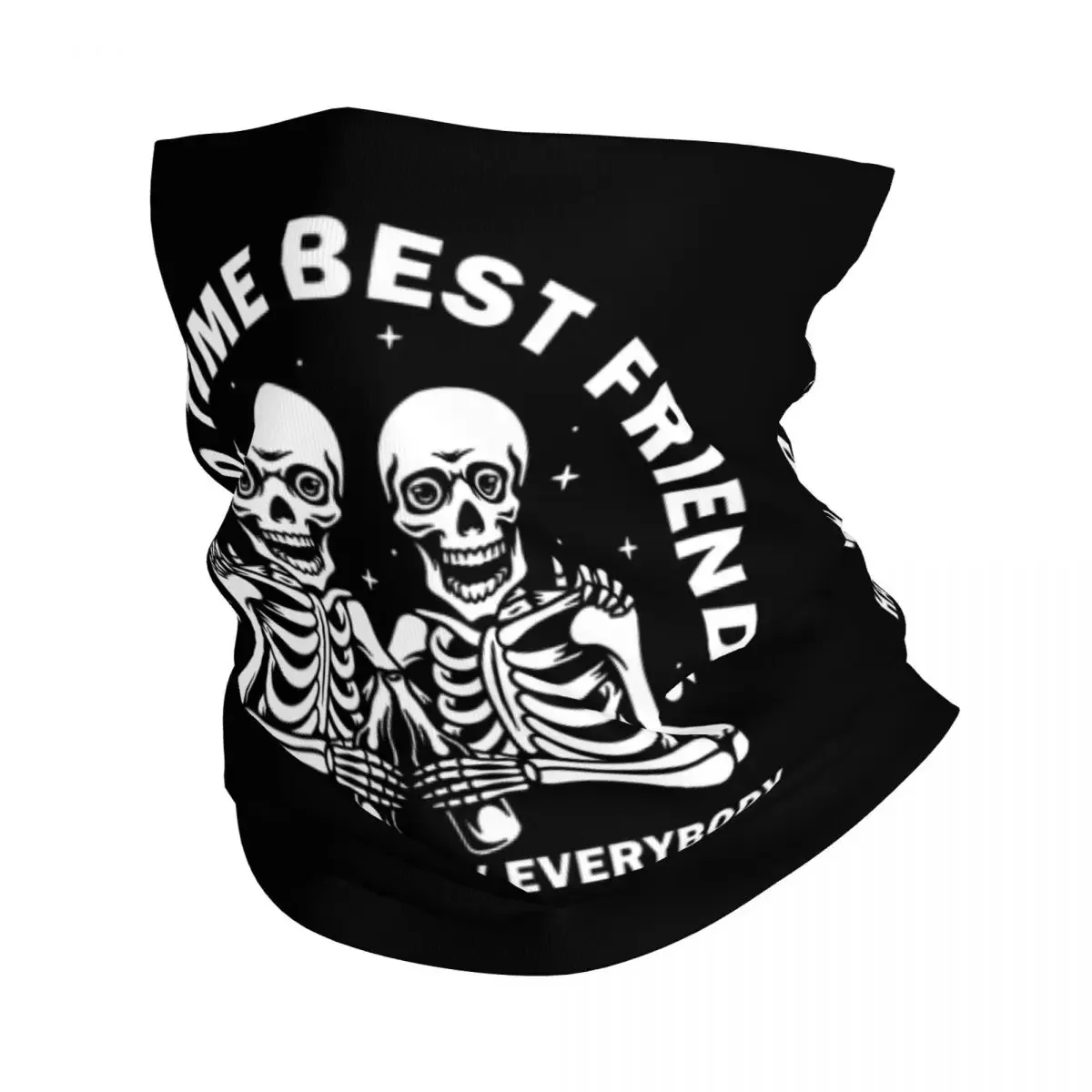 

Best SkeletonFriends Drunk Skull Beer Neck Gaiter Women Men UV Face Shield Winter Bandana Scarf for Hiking